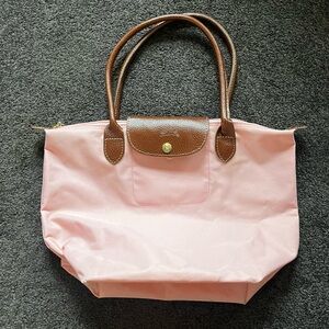 Longchamp Le Pilage small pale pink tote